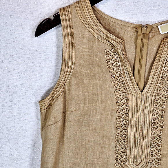 Michael Kors Women's Brown White Tan Ombre 100% Linen Sleeveless Tank Dress Sz 4 - Picture 4 of 10